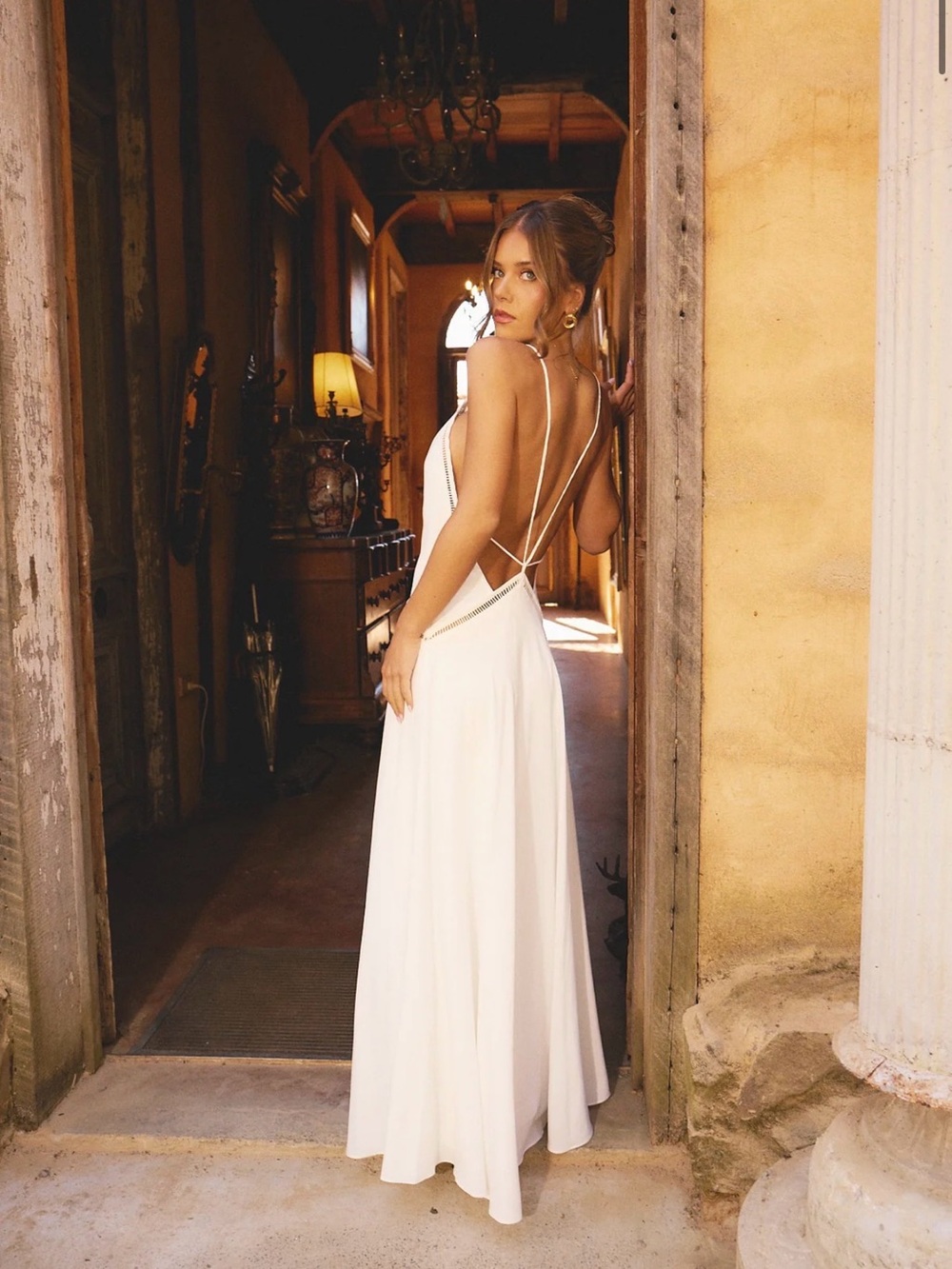 NWT Sasha Therese Posey Dress - XS - Backless White Strappy Maxi Dress
